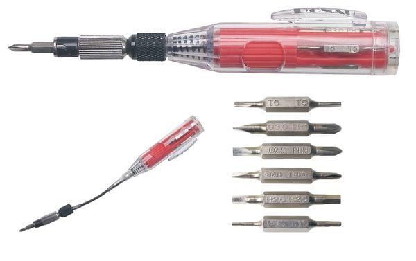 Produktbild: PEBARO MBS12 - Mini-Bit Schraubendreher, 7-teilig, Mini-Bit-Flexi-Dreher (alle Bits im Schaft verstaut)