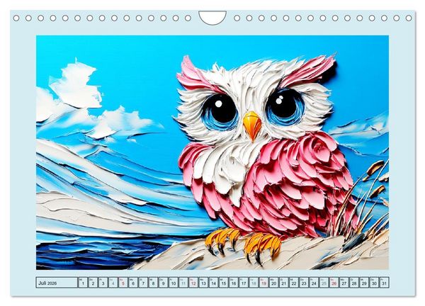 Produktbild: Eulen. Entz&uuml;ckende Paintings (Wandkalender 2026 DIN A4 quer), CALVENDO Monatskalender