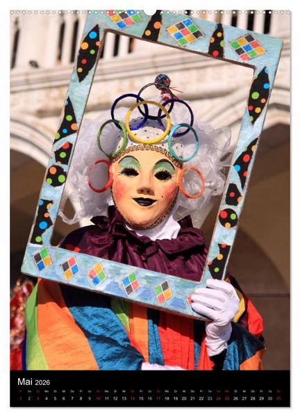Produktbild: Karneval in Venedig - Phantasievolle Masken (Wandkalender 2026 DIN A2 hoch), CALVENDO Monatskalender