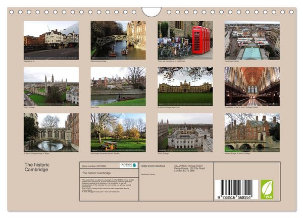 Produktbild: The historic Cambridge (Wall Calendar 2026 DIN A4 landscape), CALVENDO 12 Month Wall Calendar