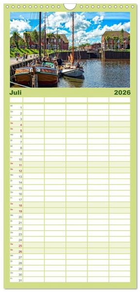 Produktbild: Familienplaner 2026 - Reise an die Nordsee - Carolinensiel mit 5 Spalten (Wandkalender, 21 x 45 cm) CALVENDO