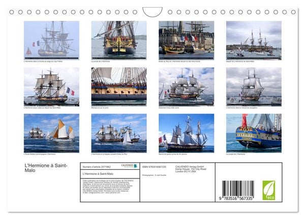 Produktbild: L'Hermione &agrave; Saint-Malo (Calendrier mural 2026 DIN A4 vertical), CALVENDO calendrier mensuel