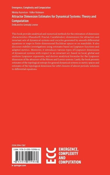 Produktbild: Attractor Dimension Estimates for Dynamical Systems: Theory and Computation