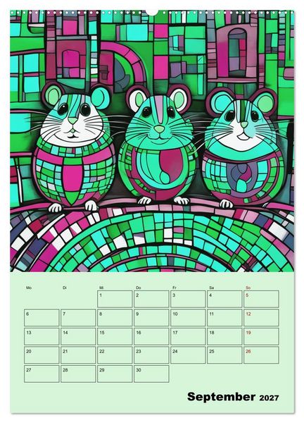 Produktbild: Farbenfrohe Tiermalerei (hochwertiger Premium Wandkalender 2027 DIN A2 hoch), Kunstdruck in Hochglanz
