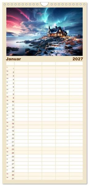 Produktbild: Familienplaner 2027 - Faszinierender Norden mit 5 Spalten (Wandkalender, 21 x 45 cm) CALVENDO