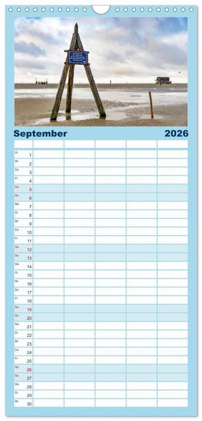 Produktbild: Familienplaner 2026 - Sankt Peter-Ording: Die raue Sch&ouml;nheit an der Nordsee mit 5 Spalten (Wandkalender, 21 x 45 cm) CALVENDO