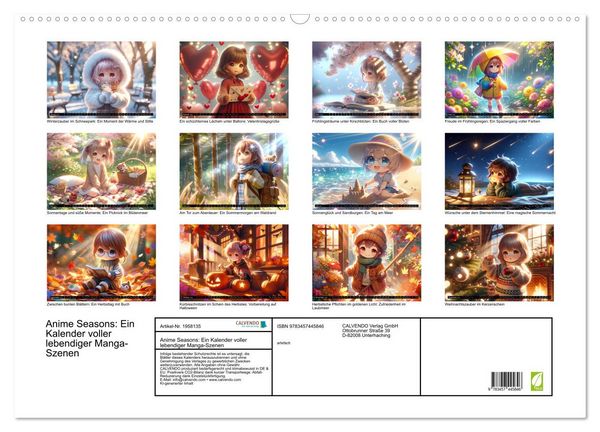 Produktbild: Anime Seasons: Ein Kalender voller lebendiger Manga-Szenen (Wandkalender 2026 DIN A2 quer), CALVENDO Monatskalender