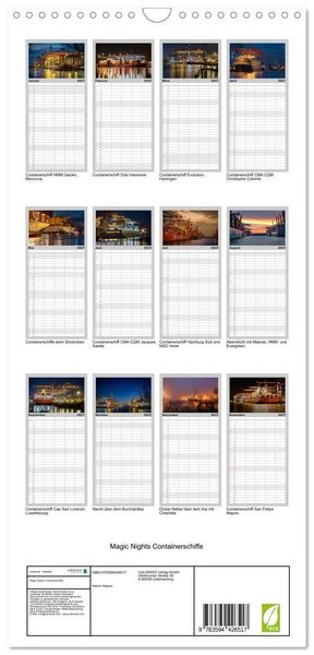 Produktbild: Familienplaner 2027 - Magic Nights Containerschiffe mit 5 Spalten (Wandkalender, 21 x 45 cm) CALVENDO