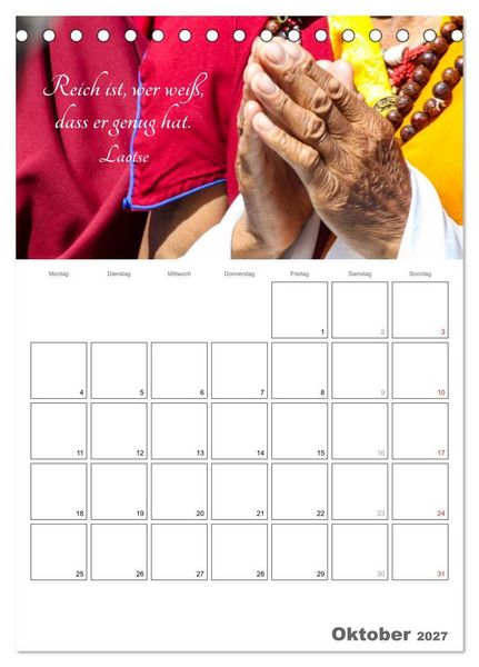 Produktbild: Harmonie und Freude Buddhistische Weisheiten 2027 (Tischkalender 2027 DIN A5 hoch), CALVENDO Monatskalender