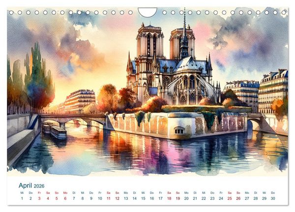 Produktbild: Sehensw&uuml;rdigkeiten in Aquarell (Wandkalender 2026 DIN A4 quer), CALVENDO Monatskalender