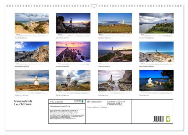 Produktbild: Neuseelands Leuchtt&uuml;rme (Wandkalender 2027 DIN A2 quer), CALVENDO Monatskalender