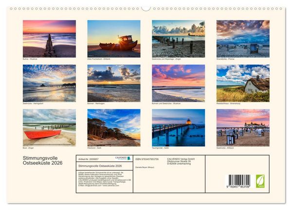 Produktbild: Stimmungsvolle Ostseek&uuml;ste 2026 (hochwertiger Premium Wandkalender 2026 DIN A2 quer), Kunstdruck in Hochglanz