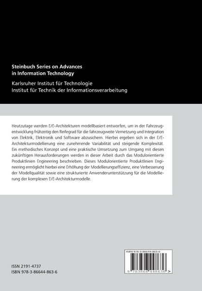 Produktbild: Modulorientiertes Produktlinien Engineering f&uuml;r den modellbasierten Elektrik/Elektronik-Architekturentwurf