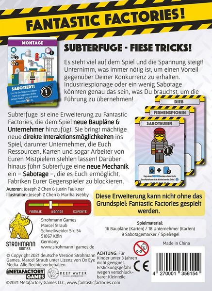 Produktbild: Fantastic Factories: Subterfuge (Erweiterung)