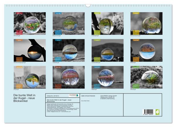 Produktbild: Die bunte Welt in der Kugel - neue Blickwinkel (Wandkalender 2026 DIN A2 quer), CALVENDO Monatskalender