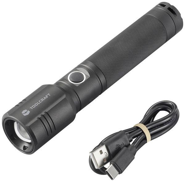 Produktbild: TOOLCRAFT SMD LED Taschenlampe verstellbar, mit USB-Schnittstelle, mit Stroboskopmodus akkubetrieben 1000 lm 35 h 194 g