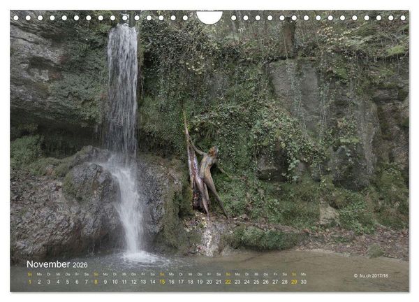 Produktbild: BODYPAINTING AM WASSERFALL VON LINN (Wandkalender 2026 DIN A4 quer), CALVENDO Monatskalender