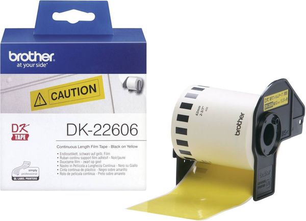 Brother DK-22606 Etiketten Rolle 62 mm x 15.24 m Folie Gelb 1 St. Permanent haftend DK22606 Universal-Etiketten