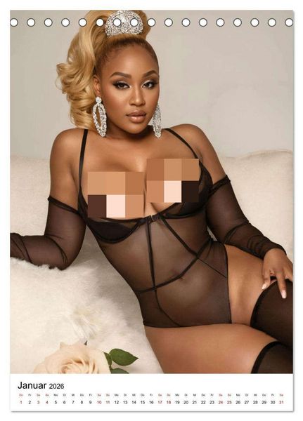 Produktbild: Busty Black - Vollbusige, exotische Frauen (Tischkalender 2026 DIN A5 hoch), CALVENDO Monatskalender