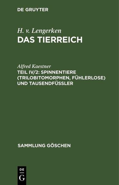 Produktbild: Spinnentiere (Trilobitomorphen, F&uuml;hlerlose) und Tausendf&uuml;&szlig;ler