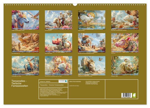 Produktbild: Tierparadies - Tierische Fantasiewelten (Wandkalender 2026 DIN A2 quer), CALVENDO Monatskalender