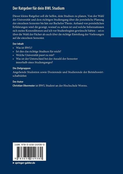 Produktbild: Der Ratgeber f&uuml;r dein BWL Studium