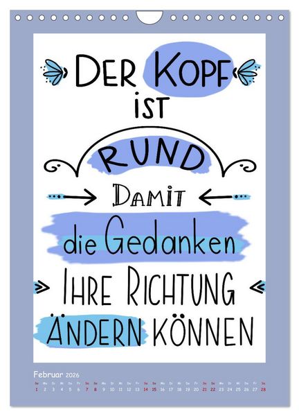 Produktbild: Nachgedacht-Spr&uuml;che und Zitate (Wandkalender 2026 DIN A4 hoch), CALVENDO Monatskalender