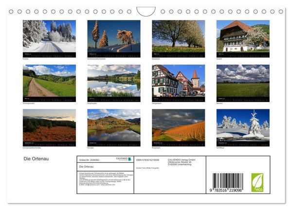 Produktbild: Die Ortenau (Wandkalender 2026 DIN A4 quer), CALVENDO Monatskalender