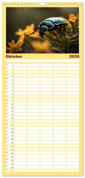Produktbild: Familienplaner 2026 - Filigrane Insekten mit 5 Spalten (Wandkalender, 21 x 45 cm) CALVENDO