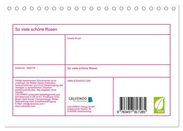 Produktbild: So viele sch&ouml;ne Rosen (Tischkalender 2026 DIN A5 quer), CALVENDO Monatskalender