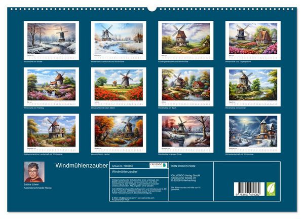 Produktbild: Windm&uuml;hlenzauber (hochwertiger Premium Wandkalender 2026 DIN A2 quer), Kunstdruck in Hochglanz