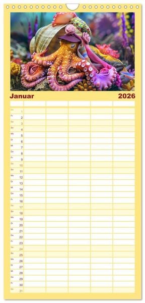 Produktbild: Familienplaner 2026 - Tintenfisch Fashion. Coole Models zeigen die Trends mit 5 Spalten (Wandkalender, 21 x 45 cm) CALVENDO