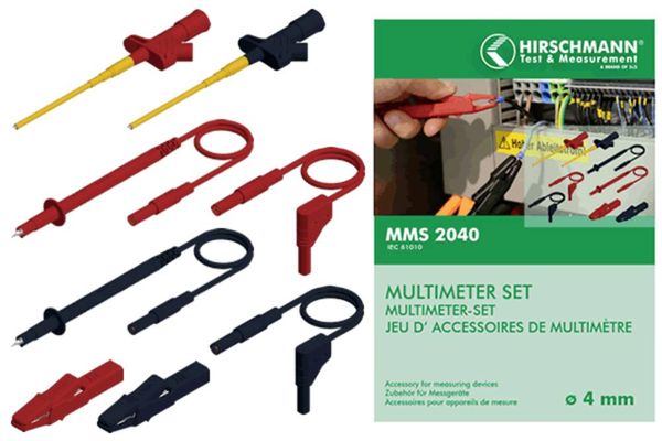 SKS Hirschmann MMS 2040 Sicherheits-Messleitungs-Set Lamellenstecker 4 mm Lamellenstecker 4 mm, Prüfspitze 1.00 m Schwar