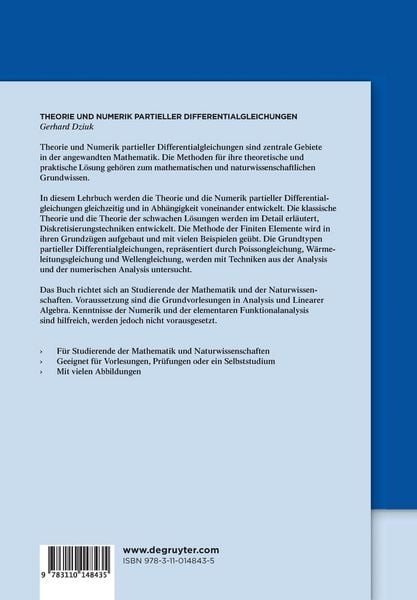 Produktbild: Theorie und Numerik partieller Differentialgleichungen