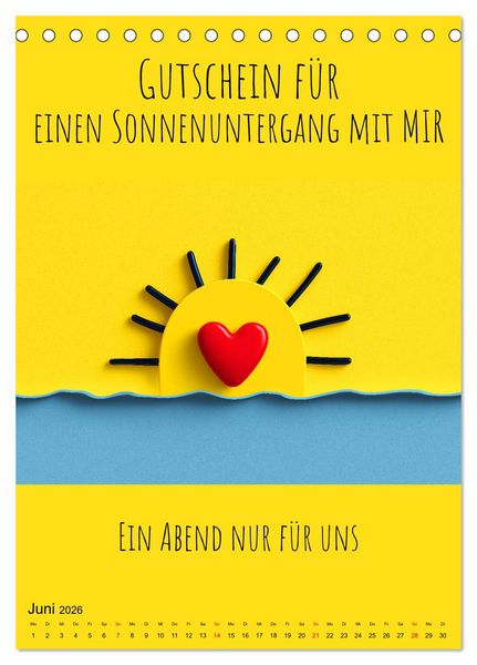 Produktbild: Gutscheinkalender - Gutschein Karten als Geschenk der Liebe (Tischkalender 2026 DIN A5 hoch), CALVENDO Monatskalender