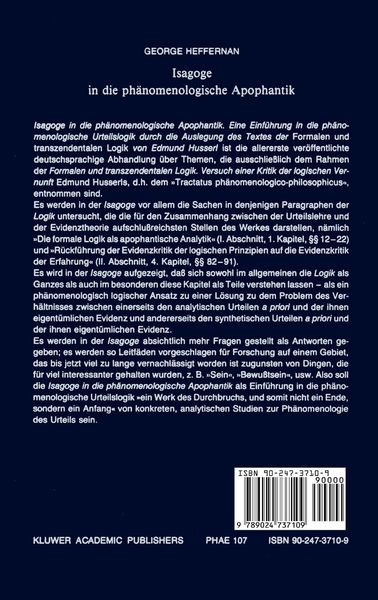 Produktbild: Isagoge in die ph&auml;nomenologische Apophantik