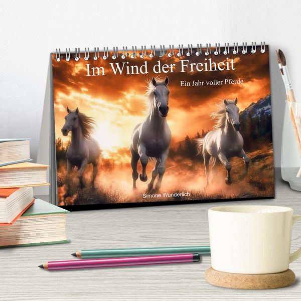 Produktbild: Im Wind der Freiheit - Ein Jahr voller Pferde (Tischkalender 2026 DIN A5 quer), CALVENDO Monatskalender