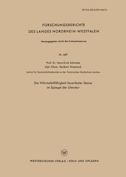 Produktbild: Die W&auml;rmeleitf&auml;higkeit feuerfester Steine im Spiegel der Literatur