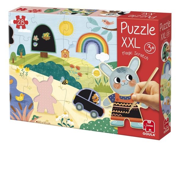 Produktbild: Goula 1110100493 - XXL Puzzle Magic Scratch, Zauber-Kratz-Puzzle, 28 Teile