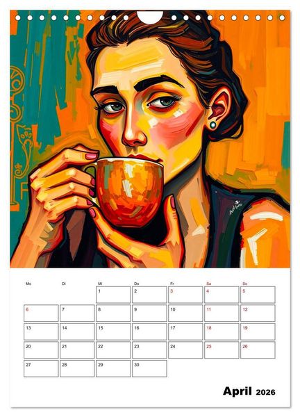 Produktbild: Kaffee trifft Kunst - Aromatische Pinselstriche (Wandkalender 2026 DIN A4 hoch), CALVENDO Monatskalender