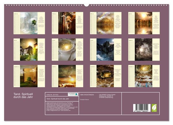 Produktbild: Tarot. Spirituell durch das Jahr (hochwertiger Premium Wandkalender 2026 DIN A2 quer), Kunstdruck in Hochglanz