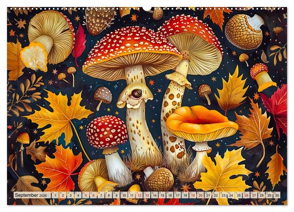 Produktbild: Zauberwelt der Pilze - Fantasievolle Pilze im verwunschenen Wald (Wandkalender 2026 DIN A2 quer), CALVENDO Monatskalender