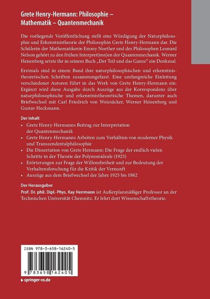Produktbild: Grete Henry-Hermann: Philosophie &ndash; Mathematik &ndash; Quantenmechanik