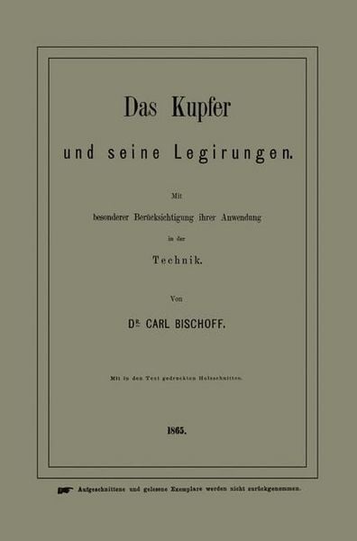 Produktbild: Das Kupfer und seine Legirungen