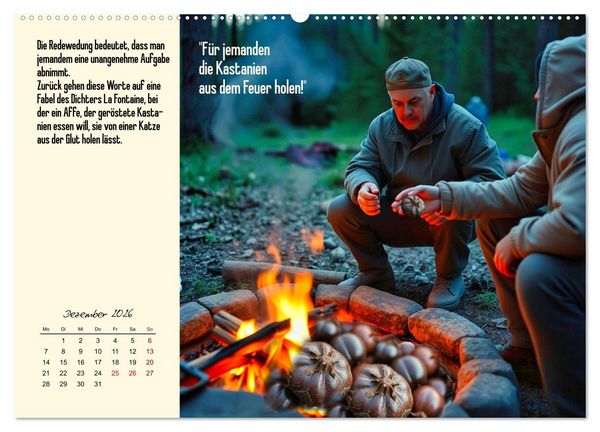 Produktbild: Illustrierte deutsche Redewendungen mit ihrer Bedeutung (Wandkalender 2026 DIN A2 quer), CALVENDO Monatskalender