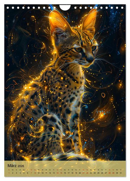 Produktbild: Raubkatzen - Geschmeidige J&auml;ger im Neonlicht (Wandkalender 2026 DIN A4 hoch), CALVENDO Monatskalender