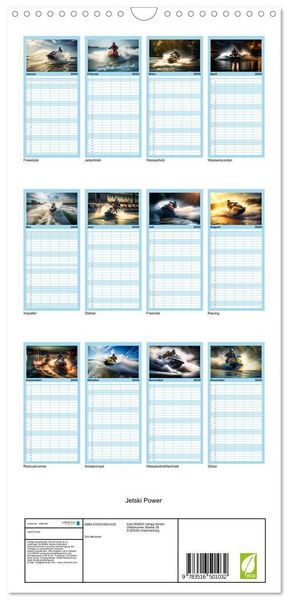 Produktbild: Familienplaner 2026 - Jetski Power mit 5 Spalten (Wandkalender, 21 x 45 cm) CALVENDO