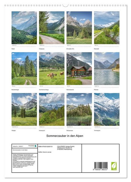 Produktbild: Sommerzauber in den Alpen (hochwertiger Premium Wandkalender 2026 DIN A2 hoch), Kunstdruck in Hochglanz