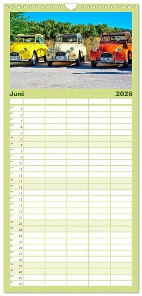 Produktbild: Familienplaner 2026 - Citro&euml;n 2CV - die Ente mit 5 Spalten (Wandkalender, 21 x 45 cm) CALVENDO
