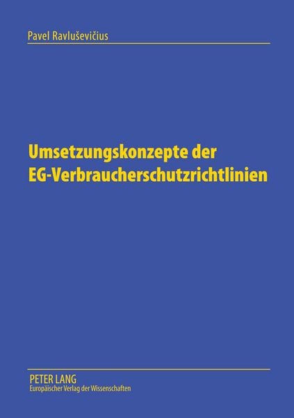Produktbild: Umsetzungskonzepte der EG-Verbraucherschutzrichtlinien
